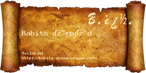 Babits Árpád névjegykártya