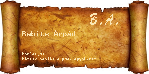 Babits Árpád névjegykártya