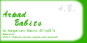 arpad babits business card